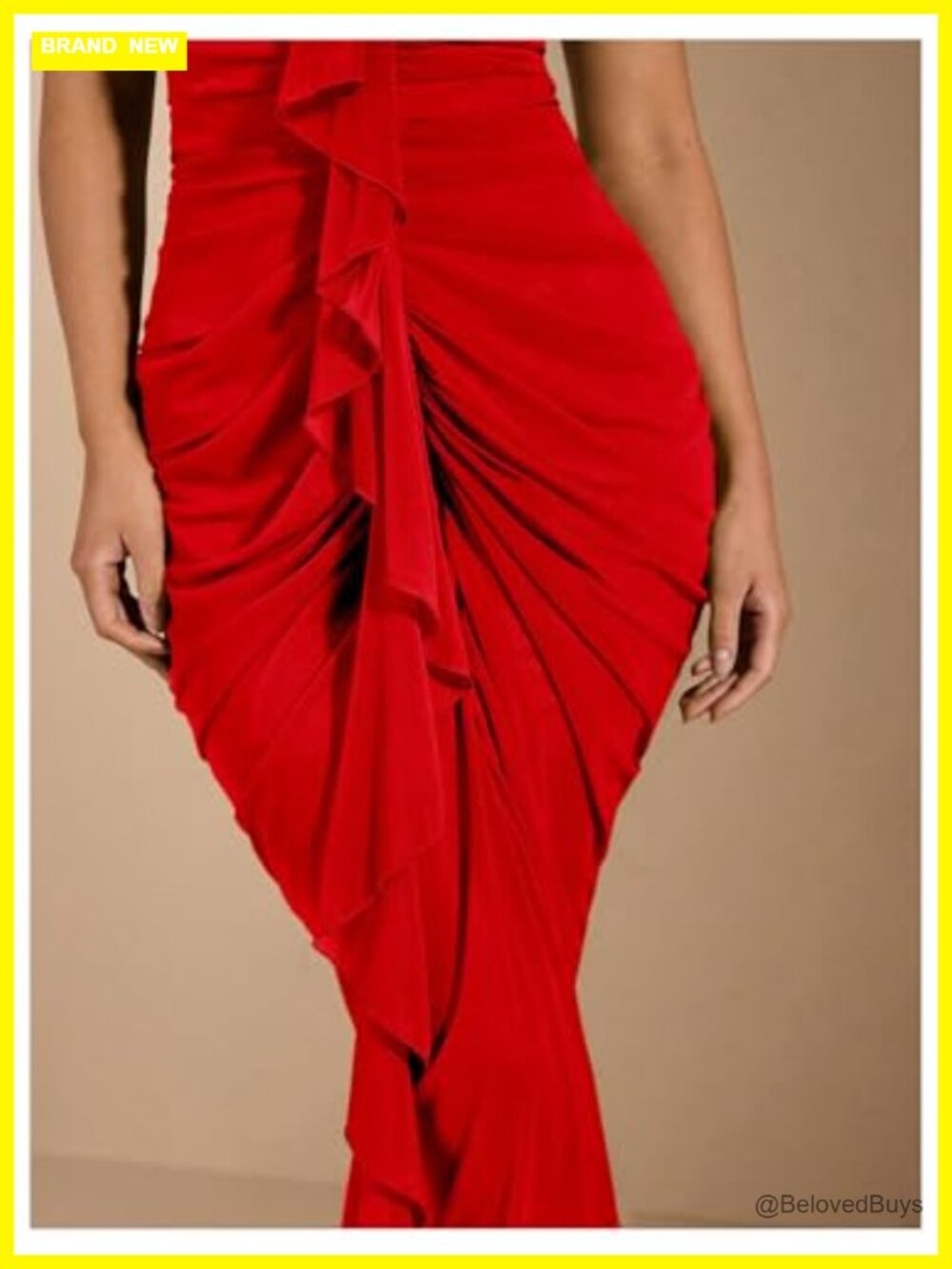 Floerns Ruffle Ruched Cami Maxi Bodycon Dress Formal Cocktail - Picture 3 of 4